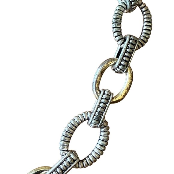 Oval Rope Link Chain Necklace Gold and Silver Tone Everyday Classic Hippie - Picture 3 of 3